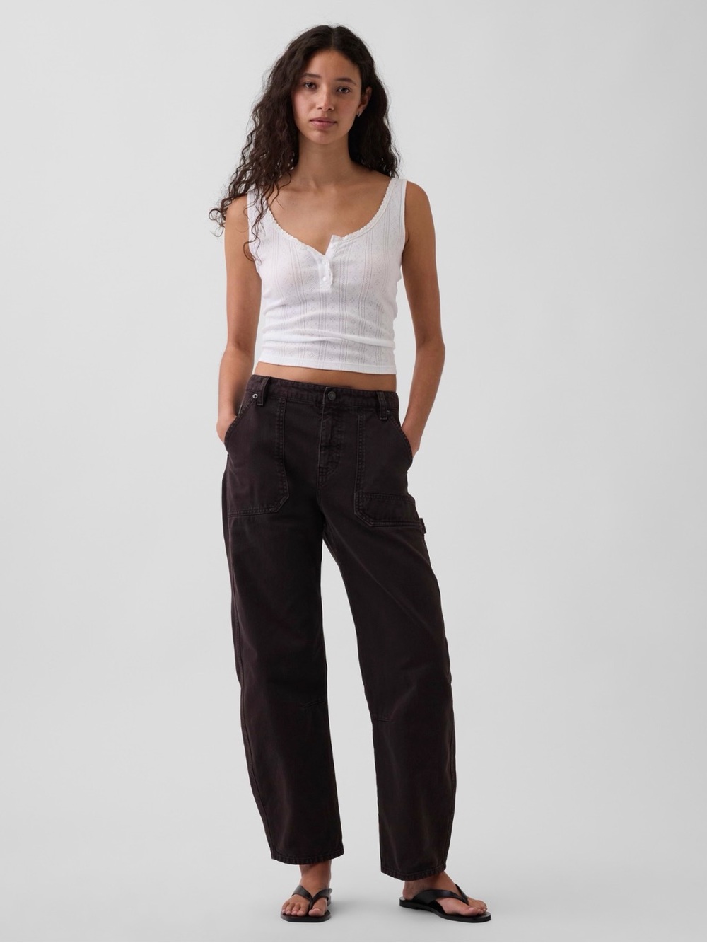 Gap Mid Rise Barrel Utility Ankle Pants